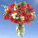 Red Passion 24 Flowers With Vase
