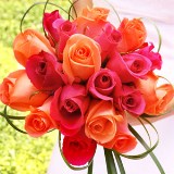 Bridal Bouquet Romantic Dark Pink & Orange Roses