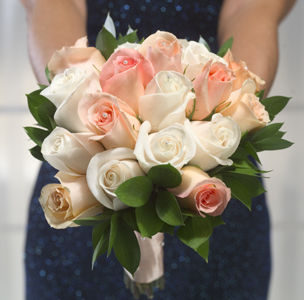 Royal Peach & White Roses Bridesmaids Bouquet