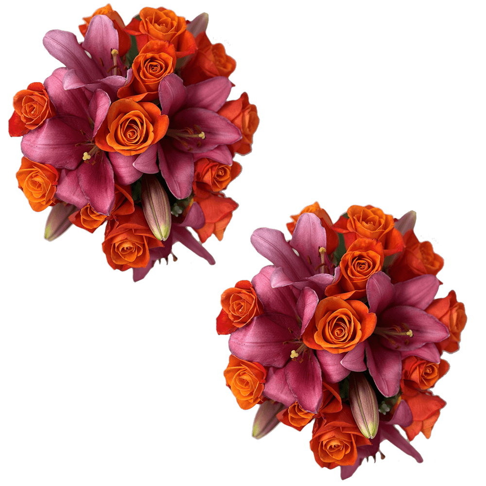 Orange and Pink Spectacular Rose Bouquets for Brides