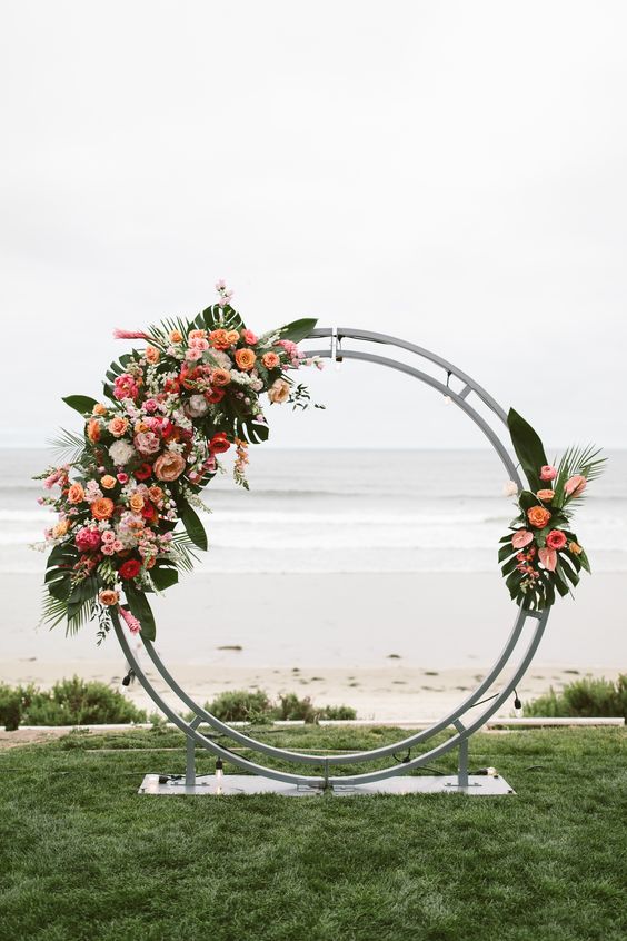 Flower circle moongate arch for tropical wedding
